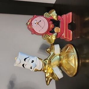 Disney Beauty & the Beast Cogsworth Clock Lumiere Salt & Pepper Shakers Set